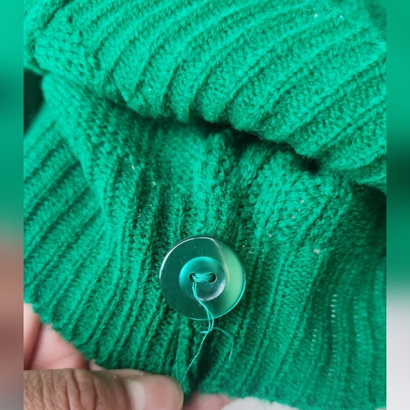 Women's Emerald Green Cable Cardigan Sweater - Picture 3 of 7